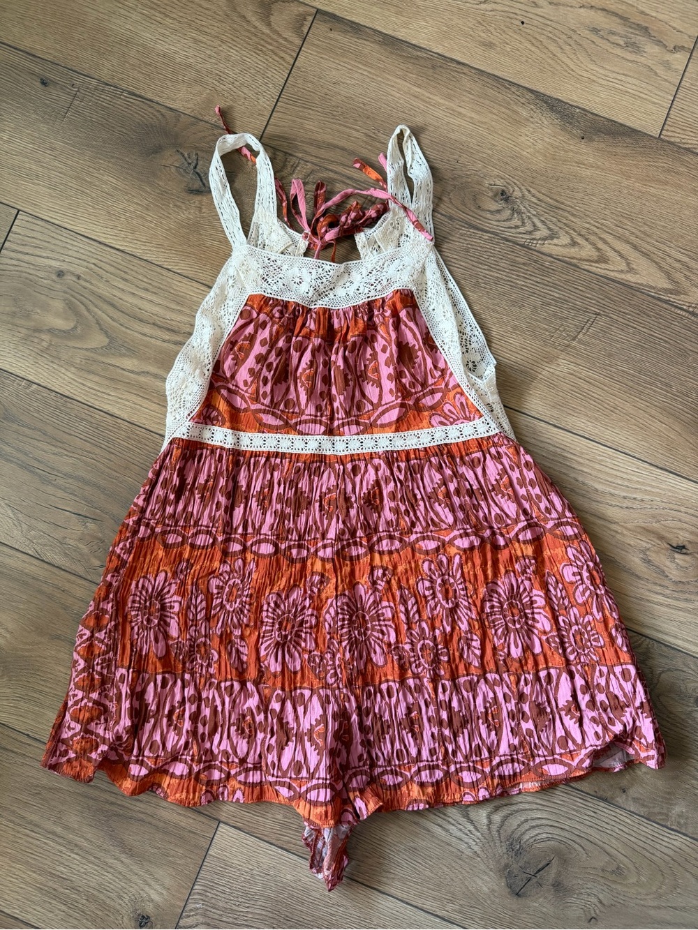 Urban Outfitters Pink and Orange Floral Romper